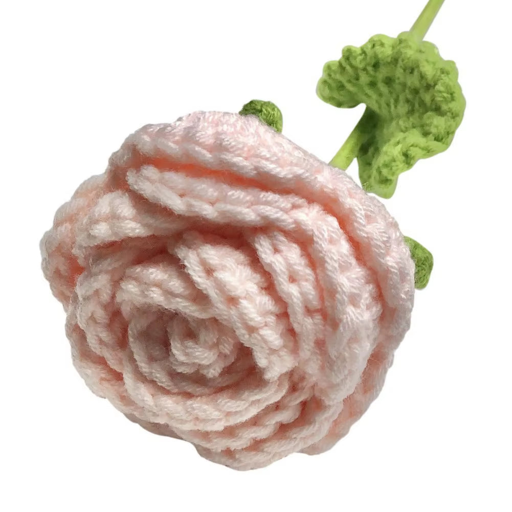 Enchanting 6-Piece Multi-Color Knitted Rose Bouquet - Forever Blooming Hand-Knitted Floral Elegance for Every Occasion