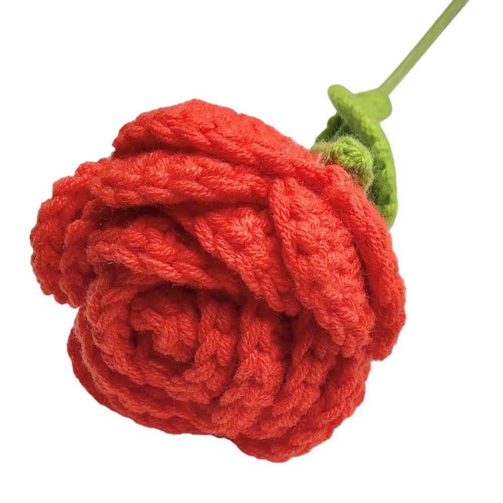 Enchanting 6-Piece Multi-Color Knitted Rose Bouquet - Forever Blooming Hand-Knitted Floral Elegance for Every Occasion