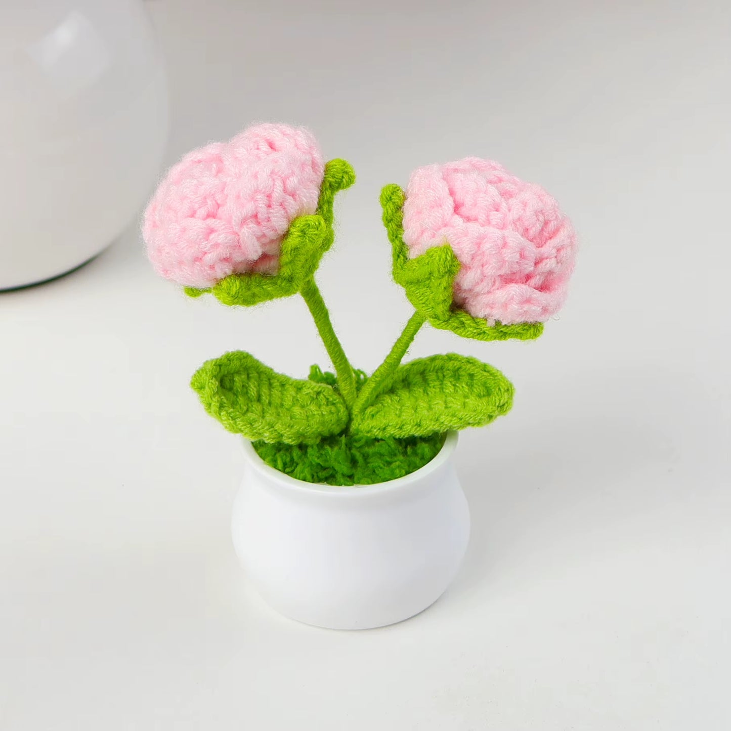 Charming Crochet Tulips in Pot - Vibrant Knitted Flower Decor for Home and Parties