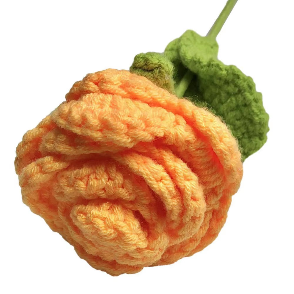 Enchanting 6-Piece Multi-Color Knitted Rose Bouquet - Forever Blooming Hand-Knitted Floral Elegance for Every Occasion