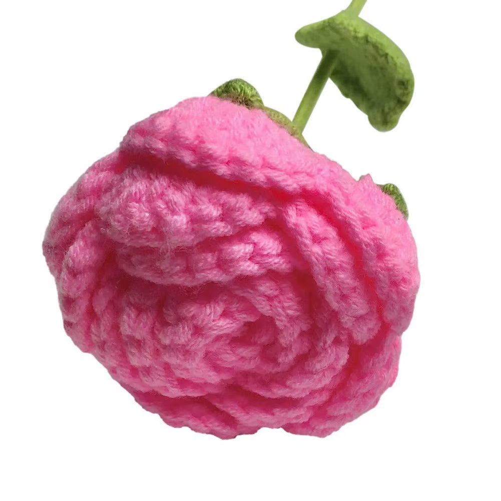 Enchanting 6-Piece Multi-Color Knitted Rose Bouquet - Forever Blooming Hand-Knitted Floral Elegance for Every Occasion