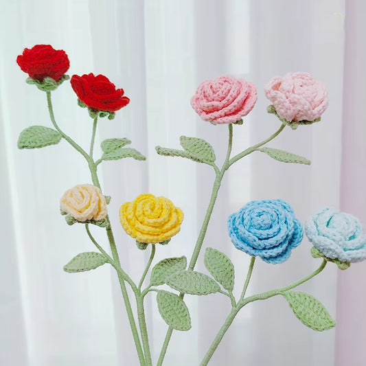 Charming Mini Rose Crochet Flowers – Creative Knitted Flower Bouquets for Weddings, Parties, and Home Decor