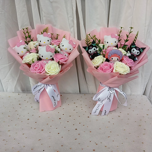Charming Anime Hello Kitty Plush Bouquet – Perfect Gift for Valentine's Day, Weddings, and Christmas!