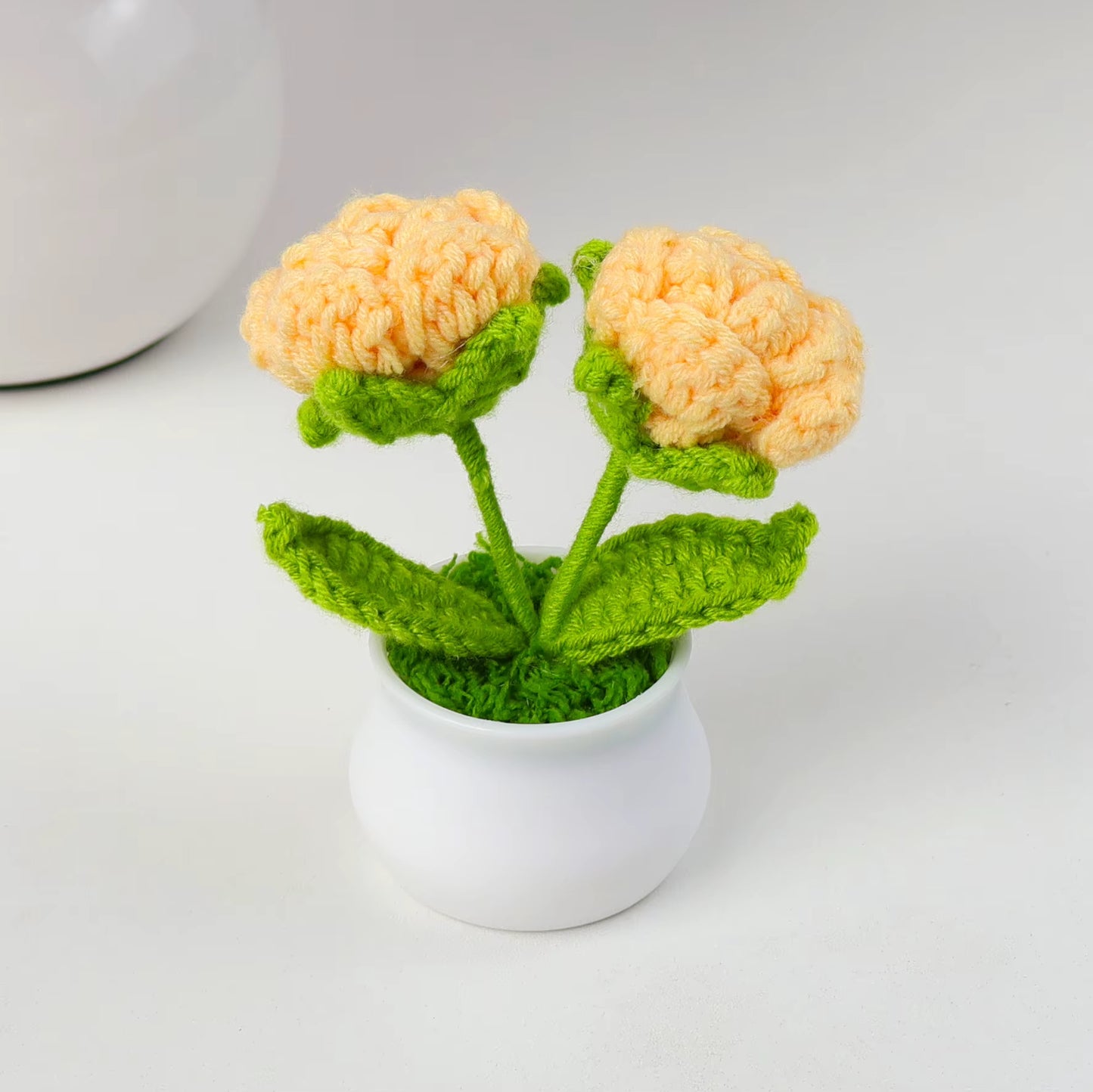 Charming Crochet Tulips in Pot - Vibrant Knitted Flower Decor for Home and Parties