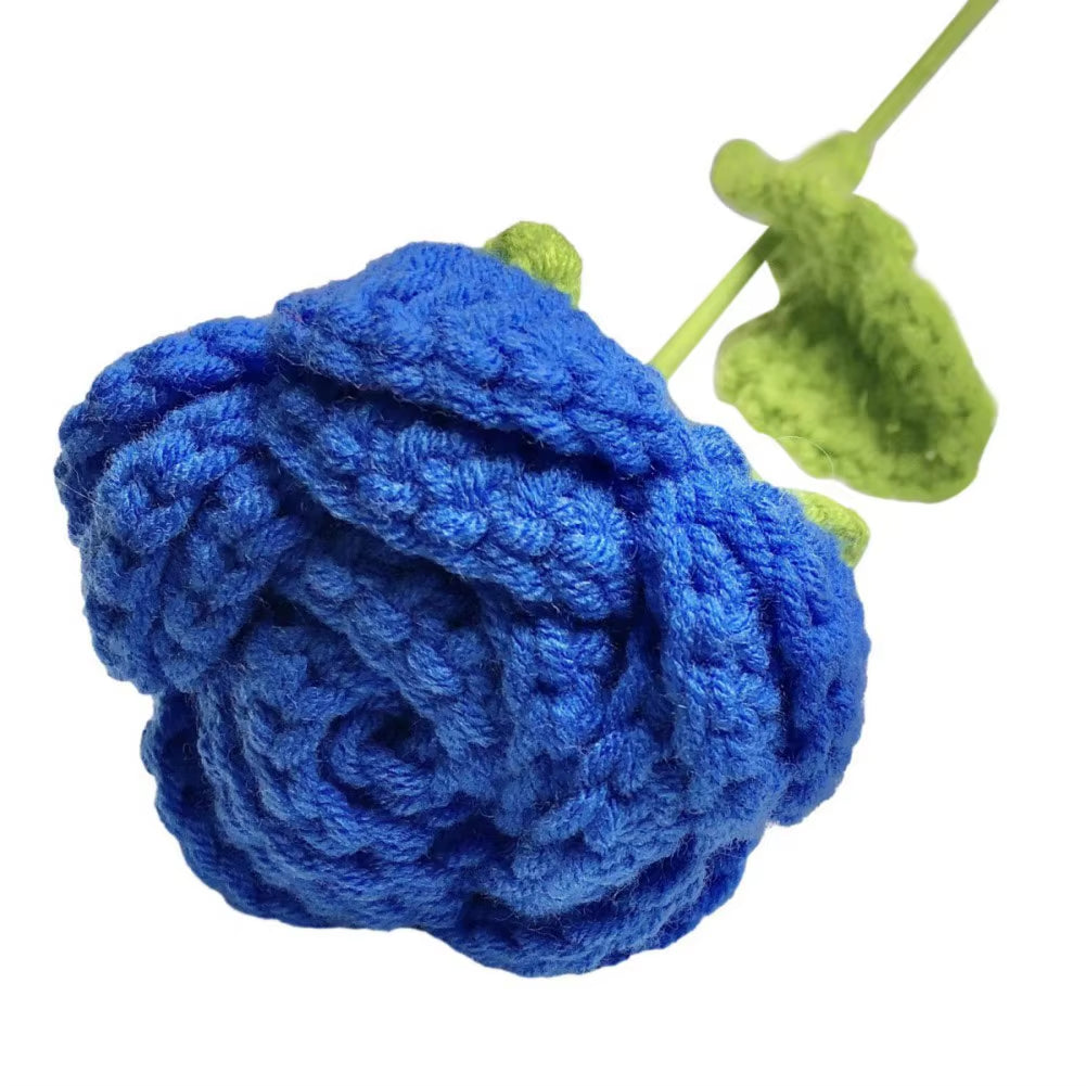 Enchanting 6-Piece Multi-Color Knitted Rose Bouquet - Forever Blooming Hand-Knitted Floral Elegance for Every Occasion