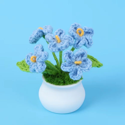 Charming Crochet Tulips in Pot - Vibrant Knitted Flower Decor for Home and Parties