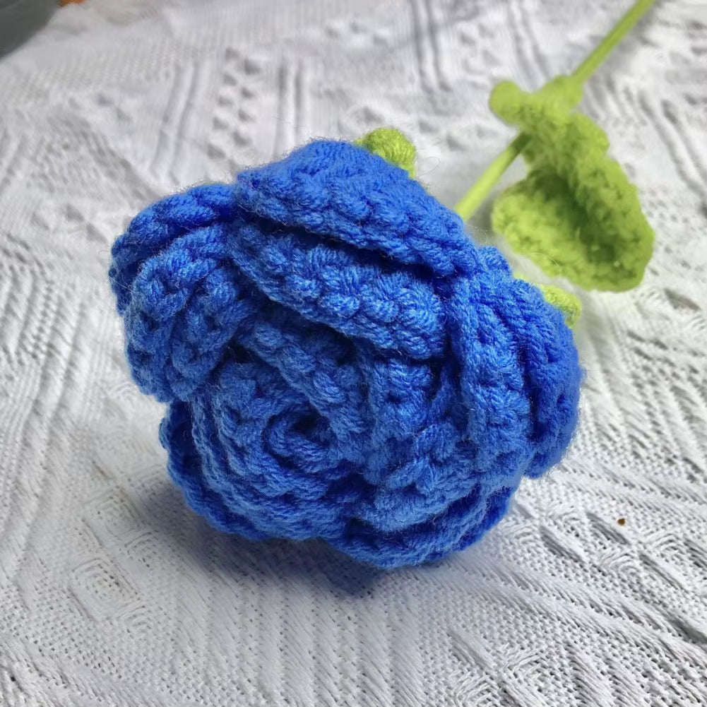 Enchanting 6-Piece Multi-Color Knitted Rose Bouquet - Forever Blooming Hand-Knitted Floral Elegance for Every Occasion