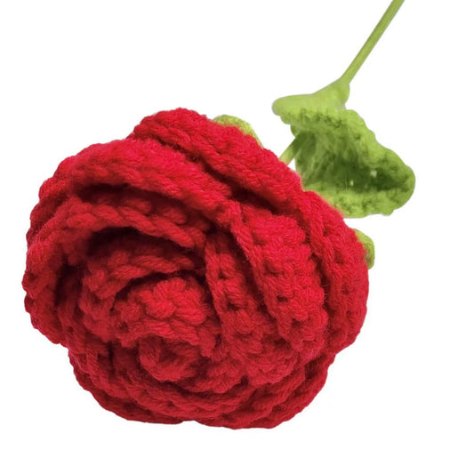 Enchanting 6-Piece Multi-Color Knitted Rose Bouquet - Forever Blooming Hand-Knitted Floral Elegance for Every Occasion