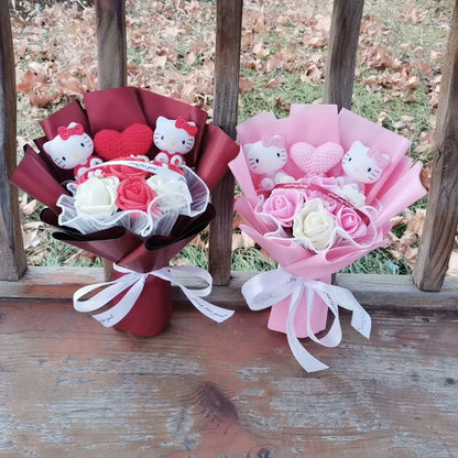 Charming Anime Hello Kitty Plush Bouquet – Perfect Gift for Valentine's Day, Weddings, and Christmas!
