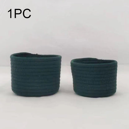 Stylish Handmade Woven Cotton Rope Storage Basket - Perfect for Organizing Cosmetics, Jewelry, Keys, Snacks, and More!
