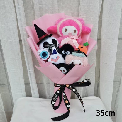 Adorable Hellokitty Halloween Cinnamoroll Kuromi Ghost Plush Bouquet - Perfect Gift for Kids on Valentine's Day and Christmas!