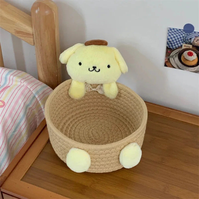 Charming Hello Kitty Kuromi Weave Storage Basket - Perfect Kawaii Desktop Organizer for Girls' Rooms and Fun Gift Idea!