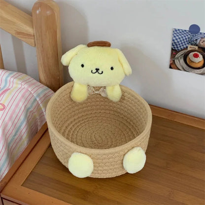 Charming Hello Kitty Kuromi Weave Storage Basket - Perfect Kawaii Desktop Organizer for Girls' Rooms and Fun Gift Idea!