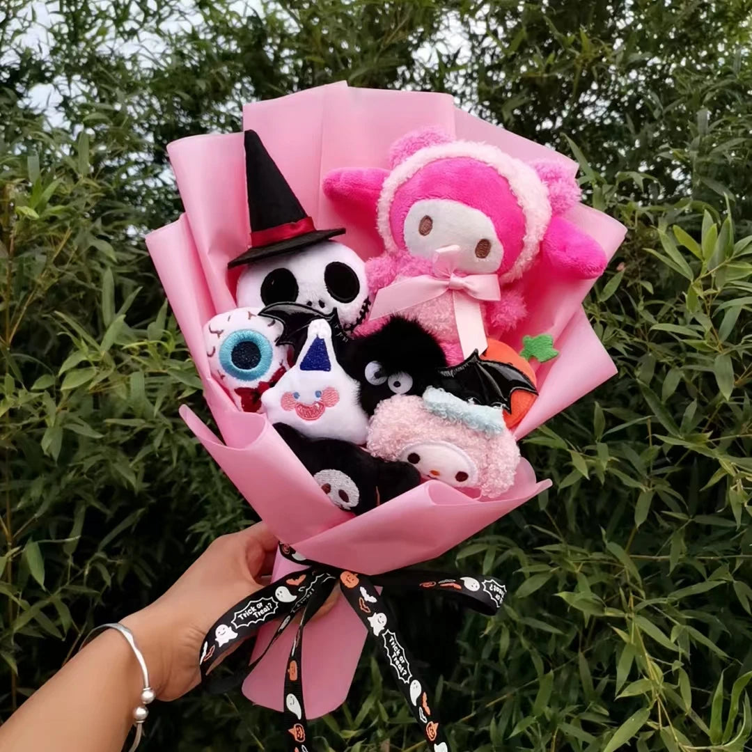 Adorable Hellokitty Halloween Cinnamoroll Kuromi Ghost Plush Bouquet - Perfect Gift for Kids on Valentine's Day and Christmas!