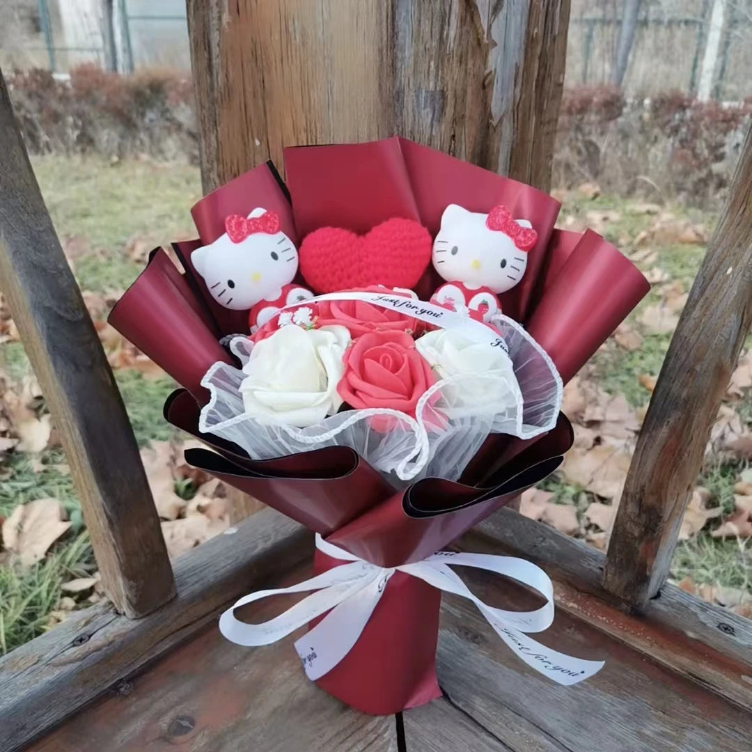Charming Anime Hello Kitty Plush Bouquet – Perfect Gift for Valentine's Day, Weddings, and Christmas!