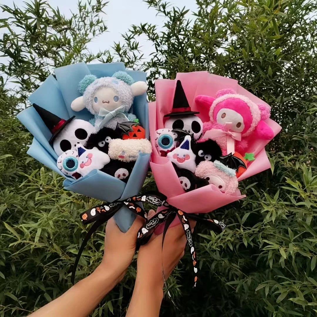 Adorable Hellokitty Halloween Cinnamoroll Kuromi Ghost Plush Bouquet - Perfect Gift for Kids on Valentine's Day and Christmas!