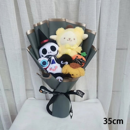 Adorable Hellokitty Halloween Cinnamoroll Kuromi Ghost Plush Bouquet - Perfect Gift for Kids on Valentine's Day and Christmas!