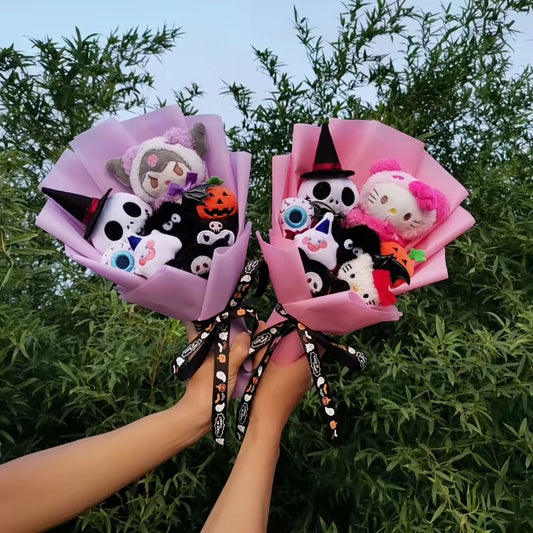 Adorable Hellokitty Halloween Cinnamoroll Kuromi Ghost Plush Bouquet - Perfect Gift for Kids on Valentine's Day and Christmas!