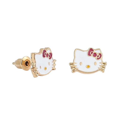 Sanrios Hello Kitty Necklace and Earrings Set Simple KT Cat Charms Ear Studs Earrings for Women Fashion Y2K Jewelry Accessories