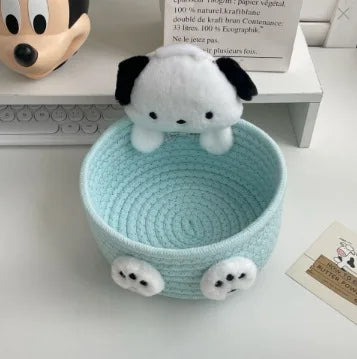 Charming Hello Kitty Kuromi Weave Storage Basket - Perfect Kawaii Desktop Organizer for Girls' Rooms and Fun Gift Idea!