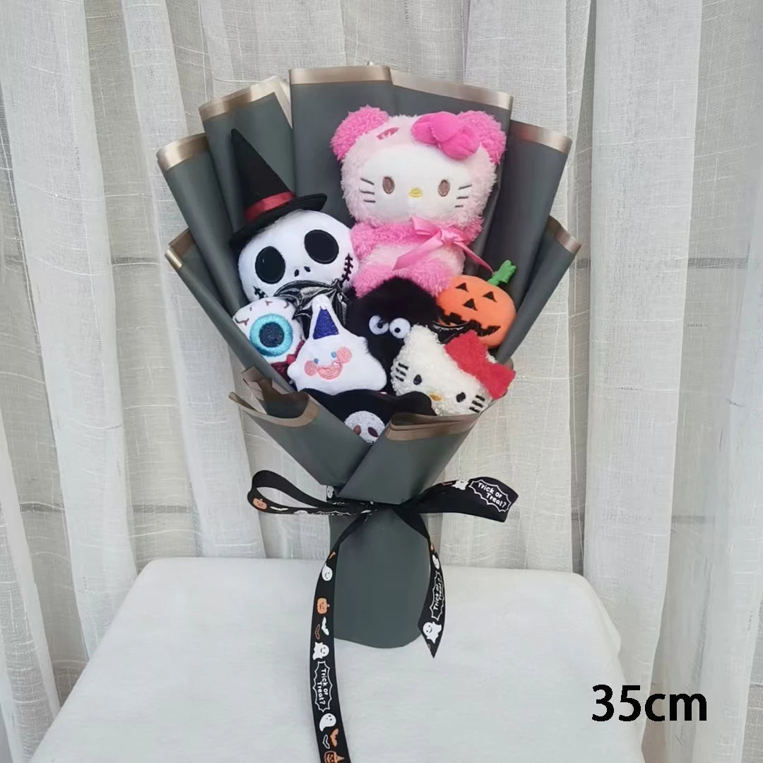 Adorable Hellokitty Halloween Cinnamoroll Kuromi Ghost Plush Bouquet - Perfect Gift for Kids on Valentine's Day and Christmas!