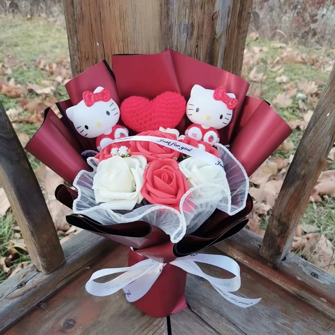 Charming Anime Hello Kitty Plush Bouquet – Perfect Gift for Valentine's Day, Weddings, and Christmas!