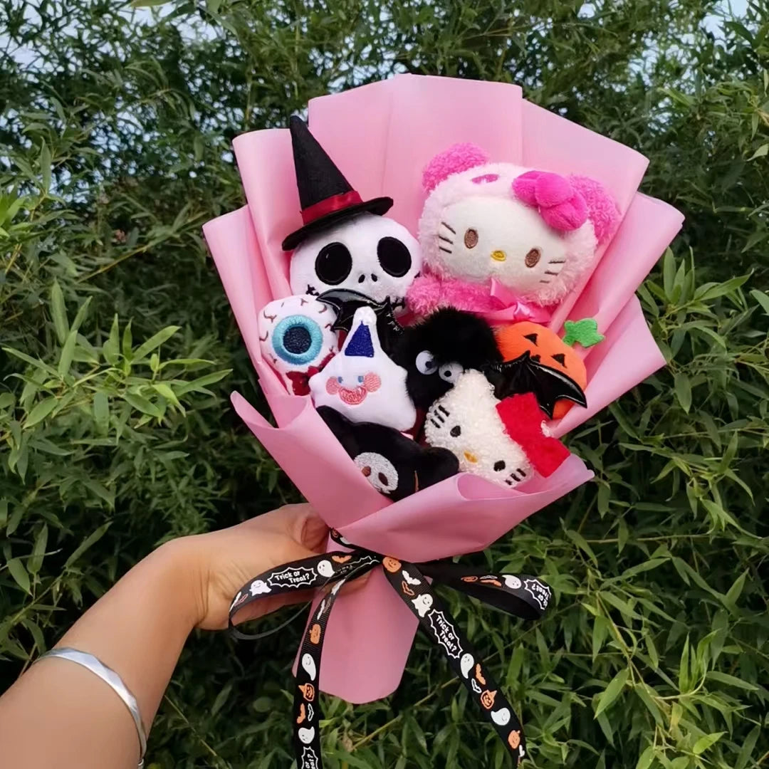 Adorable Hellokitty Halloween Cinnamoroll Kuromi Ghost Plush Bouquet - Perfect Gift for Kids on Valentine's Day and Christmas!