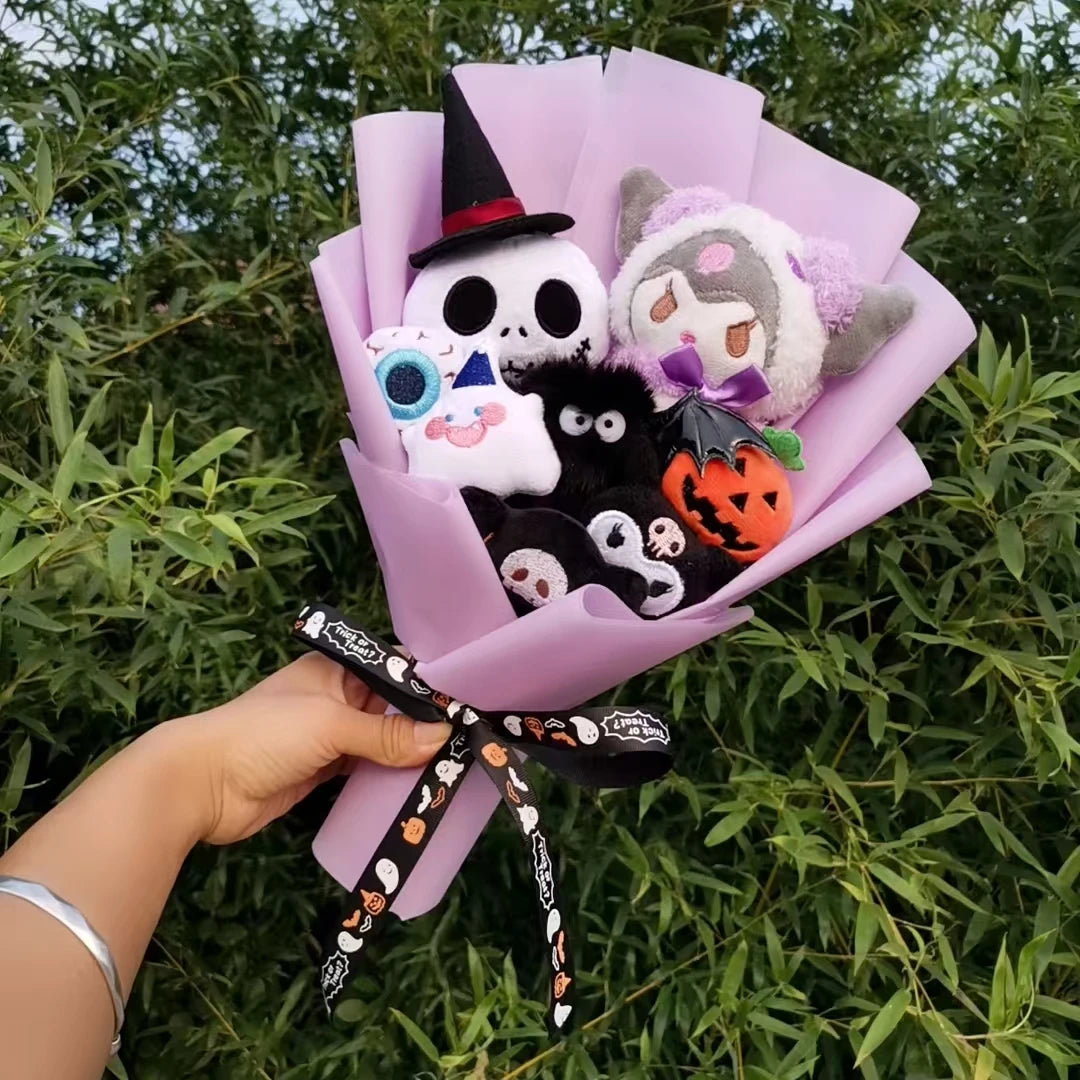 Adorable Hellokitty Halloween Cinnamoroll Kuromi Ghost Plush Bouquet - Perfect Gift for Kids on Valentine's Day and Christmas!