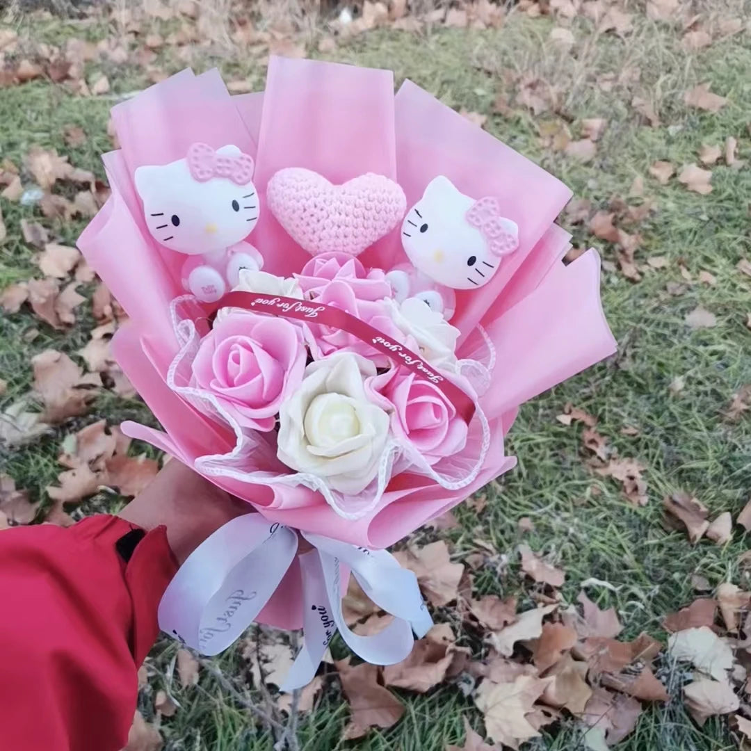 Charming Anime Hello Kitty Plush Bouquet – Perfect Gift for Valentine's Day, Weddings, and Christmas!